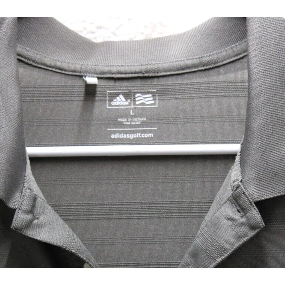 Adidas Golf Mens Polo Shirt‎ Gray Stripe Short Sleeve Performance Size L